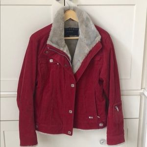 Corduroy faux fur lined jacket
